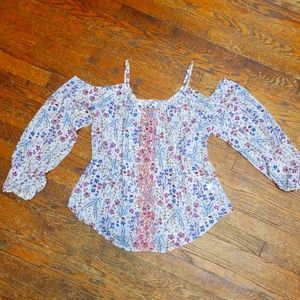 Cold Shoulder Ditty Peasant Boho Blouse size Large
